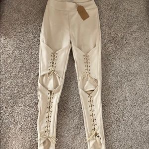 Faux suede lace up leggings never worn
